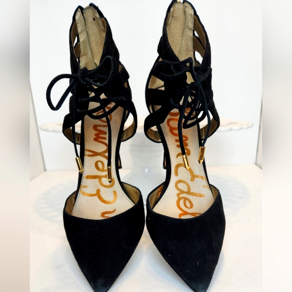 Sam Edelman New York Black Caged Lace up Heels